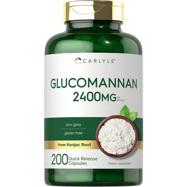 Glucomannan Capsules 2400mg | 200 Count | Soluble Fiber Pills for Men and Women | by Carlyle