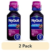 (2 pack) VICKS NyQuil Cold & Flu Medicine, Nighttime Relief, Elderberry Flavor, 12 fl oz