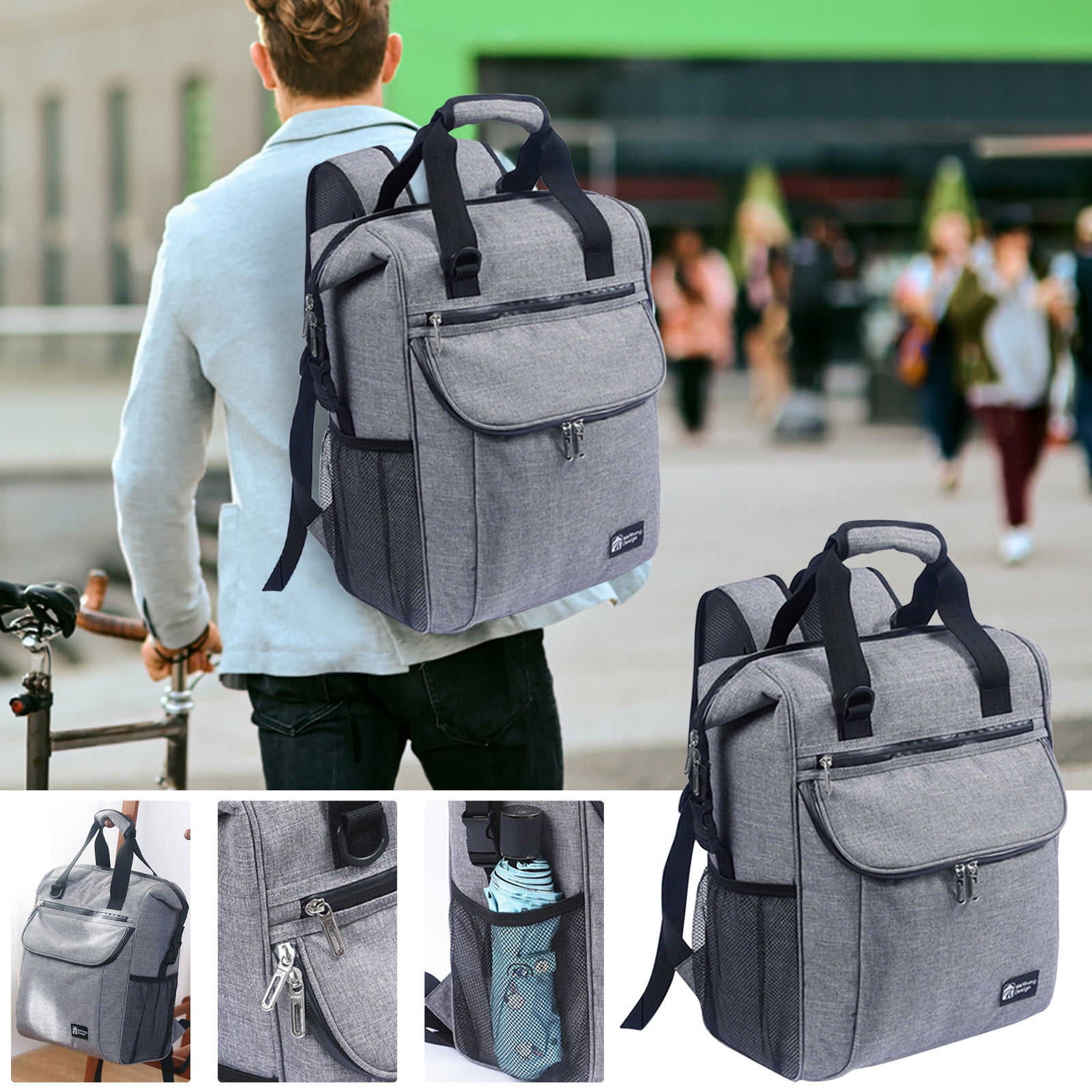  Large Insulated Lunch Bag for Women Men, 10L Leakproof Thermal  Reusable Lunch Box for Adult by Tirrinia, Tall Meal Prep Lunch Cooler Tote  for Office Work, Light Grey: Home & Kitchen