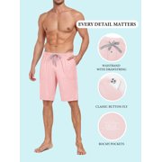 ANLIQI Men’s Pajama Bamboo Shorts Soft Sleep Shorts Comfy Lounge Pants with Pockets (Pink&Olive Green,L)