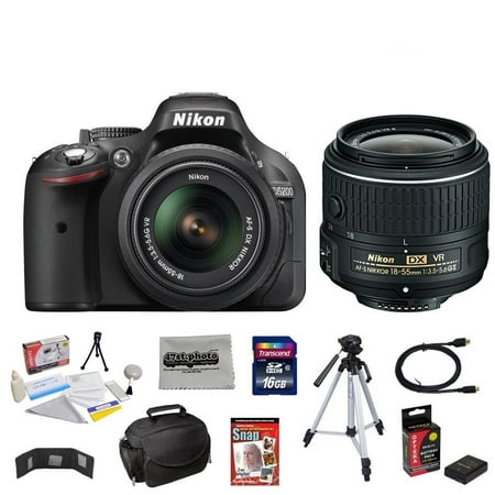 Nikon D5200 24.1 MP CMOS Digital SLR with 18-55mm f/3.5-5.6 AF-S DX VR NIKKOR Zoom Lens + 10 Piece Accessory (Nikon D5200 Best Price)