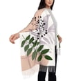thumbnail image 3 of Women's Fashion Tassel Scarf, Green Leaves Boho Art Long Shawl, Lightweight and Warm, 3 of 9