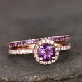 thumbnail image 3 of HeartsAndYou 1.6ct Natural Amethyst Halo Bridal Set Engagement Ring 100% 14k SOLID Rose Gold, 3 of 9