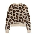 thumbnail image 4 of Women'S Leopard Sweaters Long Sleeve Open Front Cheetah Print Top Button Up Crew Neck Sweaters Leopard Print 1 L, 4 of 9