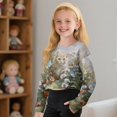 thumbnail image 5 of Xixirimido Cat Butterfly Daisy Floral Girls Crop Tops Kids Long Sleeve Pullover Sweatshirts Girls Cropped Crewneck Sweatshirt Teen Spring Fall Outfits for 11-12 Years, 5 of 7