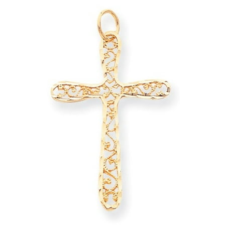 10k Yellow Gold Polished Filigree Cross Pendant