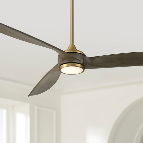 Casa Vieja 60" La Jolla Surf Modern Indoor Ceiling Fan 3 Blade LED Light Remote Control Soft Brass Finish Bedroom Living Room