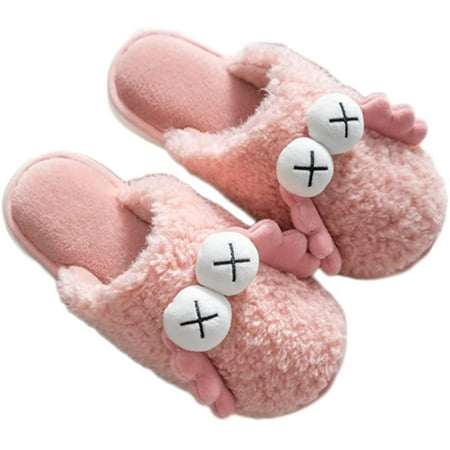 

DanceeMangoo Couples Slippers Women Cute Eyes Warm House Slide Winter Anti-Slip Indoor Outdoor Shoes