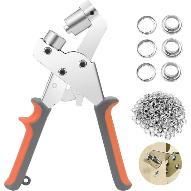 Öljettång, professionellt set med 100 delar (inre Ø 10 mm) metallöljetter för läderpresenning, tyg, PVC-gardin