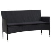 Inlife 3-Seater Garden Sofa with Cushions Black Poly Rattan