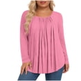 thumbnail image 1 of Hauts pour Femmes Grande Taille, Chemises Décontractées à Manches Longues Coupe Décontractée, Blouses à Col Rond T-Shirt Surdimensionné Confortable, Tenue d'Intérieur Tendance 2026 pour Usage Quotidien, 1 of 6