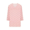 thumbnail image 4 of Dasayo Women Tops Loose Fit 3/4 Sleeve Pink V-Neck Polka Dot Blouses Women Sweatshirt S, 4 of 5