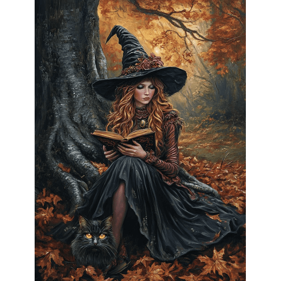 5D Beautiful Witch Diamond Art 12x16 Inch Full Drill Diamond Painting Kits for Adults & Beginners - DIY Art Crafts for Relaxation and Home Wall Decor 720A