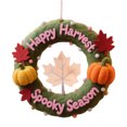 thumbnail image 1 of Festival de las Cosechas: Corona de hojas de arce y calabaza naranja, decoración de otoño, 1 of 7