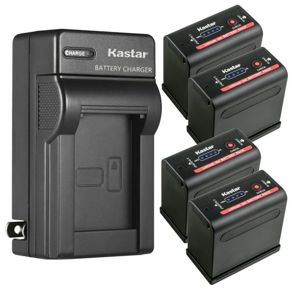 Kastar 4-Pack Battery and AC Wall Charger Compatible with Canon XF200, XF205, XF300, XF305, XH-G1 HDV, XH-G1S, XH-G1S HD, Canon BP-980G PRO, BP-970 BP-970G BP-975, BP-945 BP-950 BP-950G BP-955, BP-930