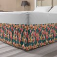 thumbnail image 1 of Floral Bed Skirt, Graphical Pattern of Budding Summer Time Orchid Flowers Soft Colored, Elastic Bedskirt Dust Ruffle Wrap Around for Bedding Decor, 4 Sizes, Slate Blue Coral Salmon, by Ambesonne, 1 of 2