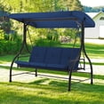 thumbnail image 5 of AECOJOY 3 Person Canopy Steel Porch Swing, Converting Swing Glider Hammock-Dark Blue, 5 of 7