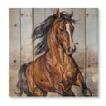 thumbnail image 3 of Designart 'Close Up Portrait Of A Horse In The Race' Farmhouse Print on Natural Pine Wood, 3 of 5