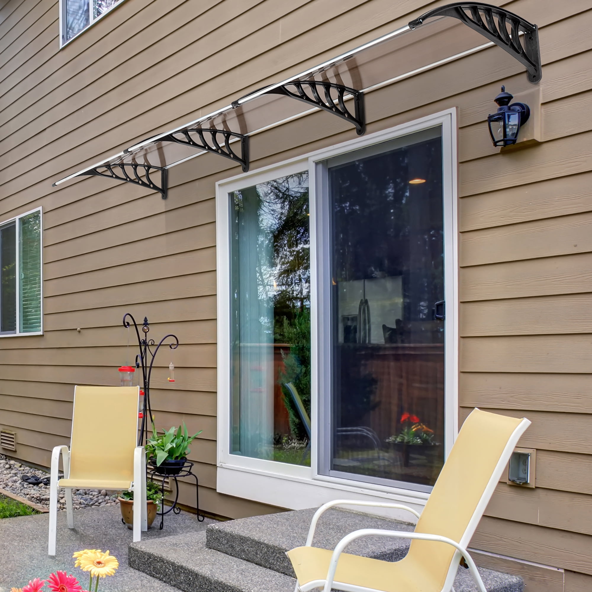 Kadyn 117"x 35" Door Window Awning, Patio Awning Canopy Shelter Cover for Outdoor, Brown Kadyn 117"x 35" Door Window Awning, Patio Awning Canopy Shelter Cover for Outdoor, Brown