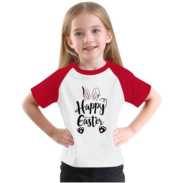 RXIRUCGD 2025 Vêtements d'Été pour Enfants Tout-Petits Garçons Filles Mode Mignon Col Rond Imprimé Manches Courtes Haut