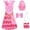 Pink, variant on Halloween Costumes Rise of Red Cosplay 5Pcs, Top, Skirt, Handbag, Gloves and Wig Outfit, Full Dress-Up for Anime Themed Party Events