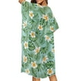 thumbnail image 2 of DISNIMO Monstera Plumeria Print Womens Beach Cover up Palm Tree Print Long Kimonos Cardigans Swimsuit Cover Ups Summer Fashion Half Sleeve Bikini Coverups, 2 of 6