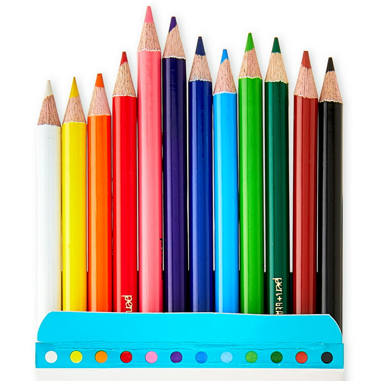 An overview shot of brightly colored pencil crayons Stock Photo by
