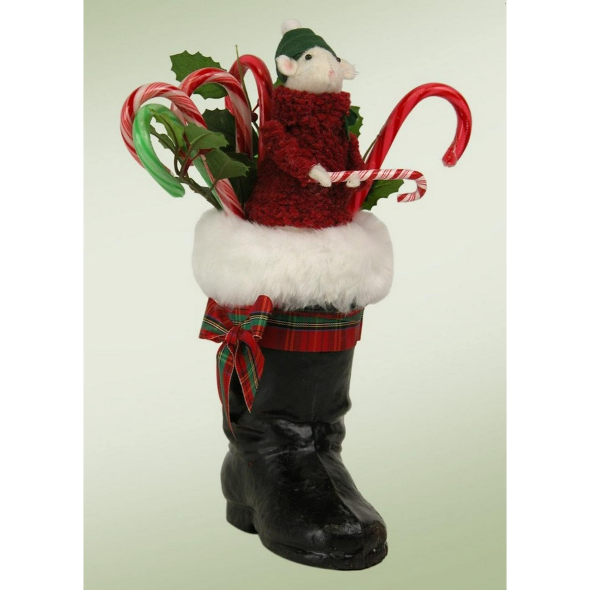 8 5 Decorative Mouse In A Black Santa Boot Table Top Christmas