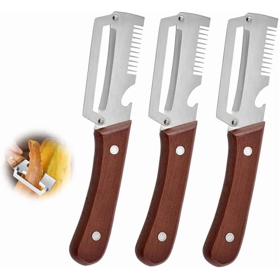 Multi-Functional Vegetable Peeler for Kitchen, 2026 Upgraded Stainless Steel Peeler, Durable Wooden Handle Peeler for Home Kitchen, Professional Kitchen Tool for Chefs Fruits (3PCS)