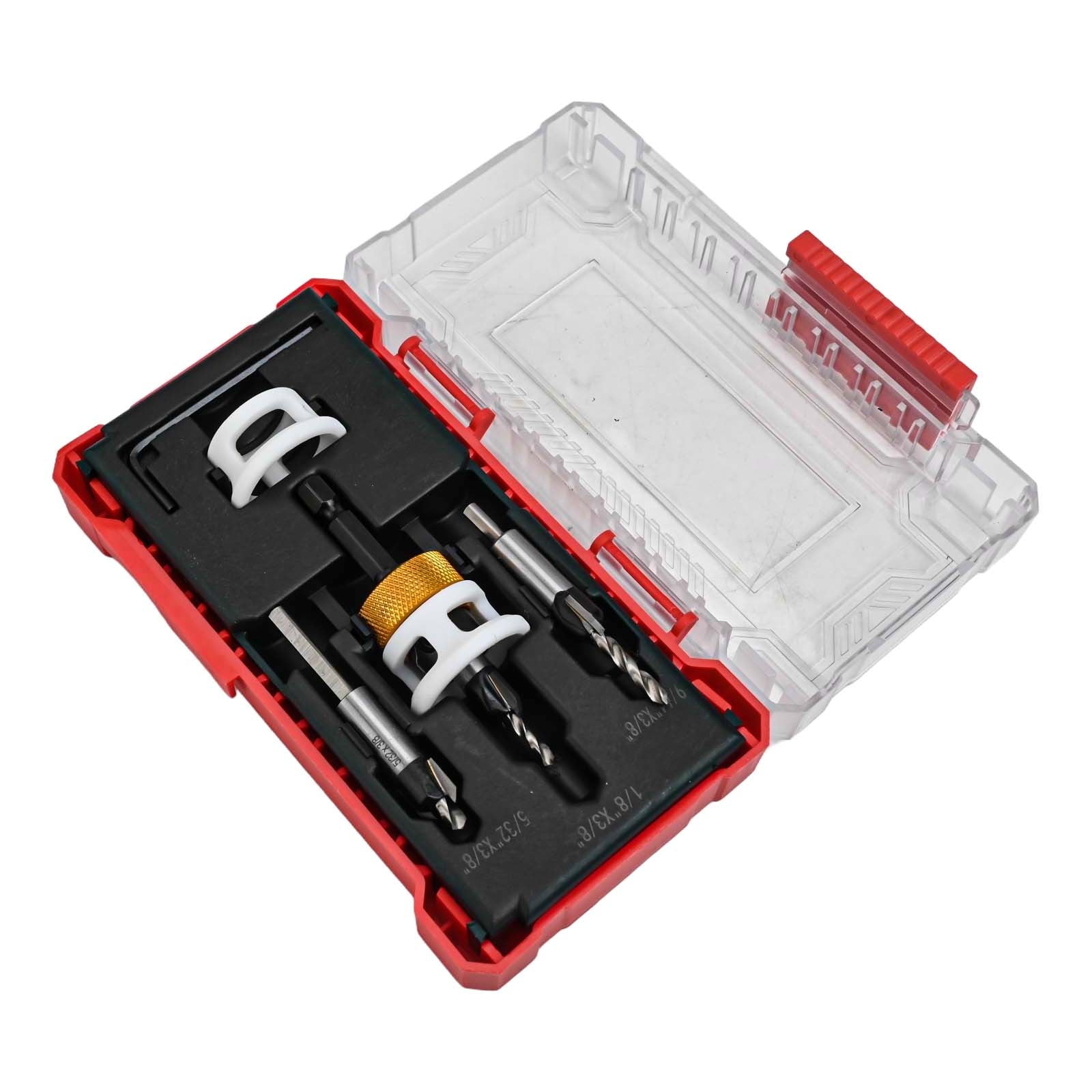 3 Pcs Countersink Drill Bit Set Replaceable With Adjustable Depth Stop Plastic
