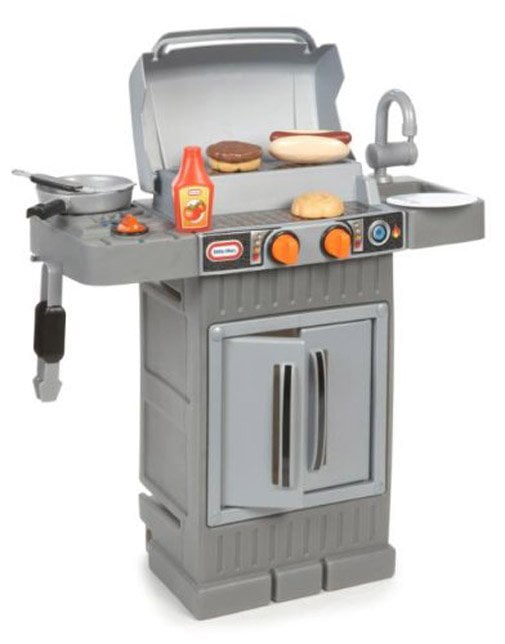 Little Tikes Premium BBQ Grill Pretend Cooking Playset W Playfood Kids