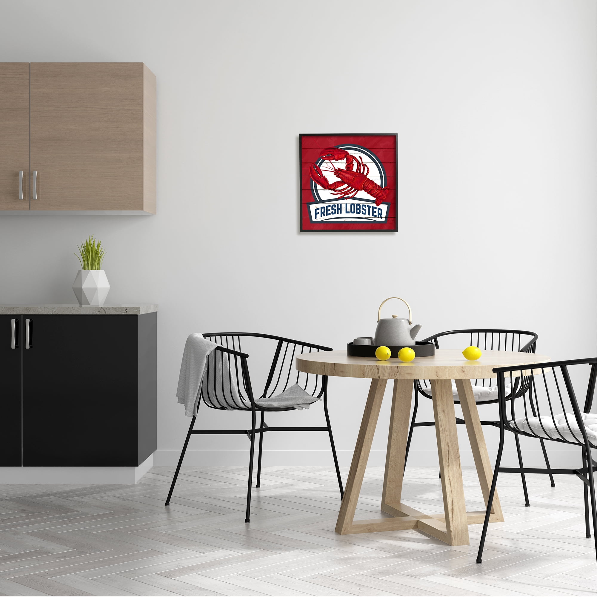 Stupell Industries Red Fresh Lobster Phrase Animals & Insects Painting Black Framed Art Print Wall Art, 17 x 17