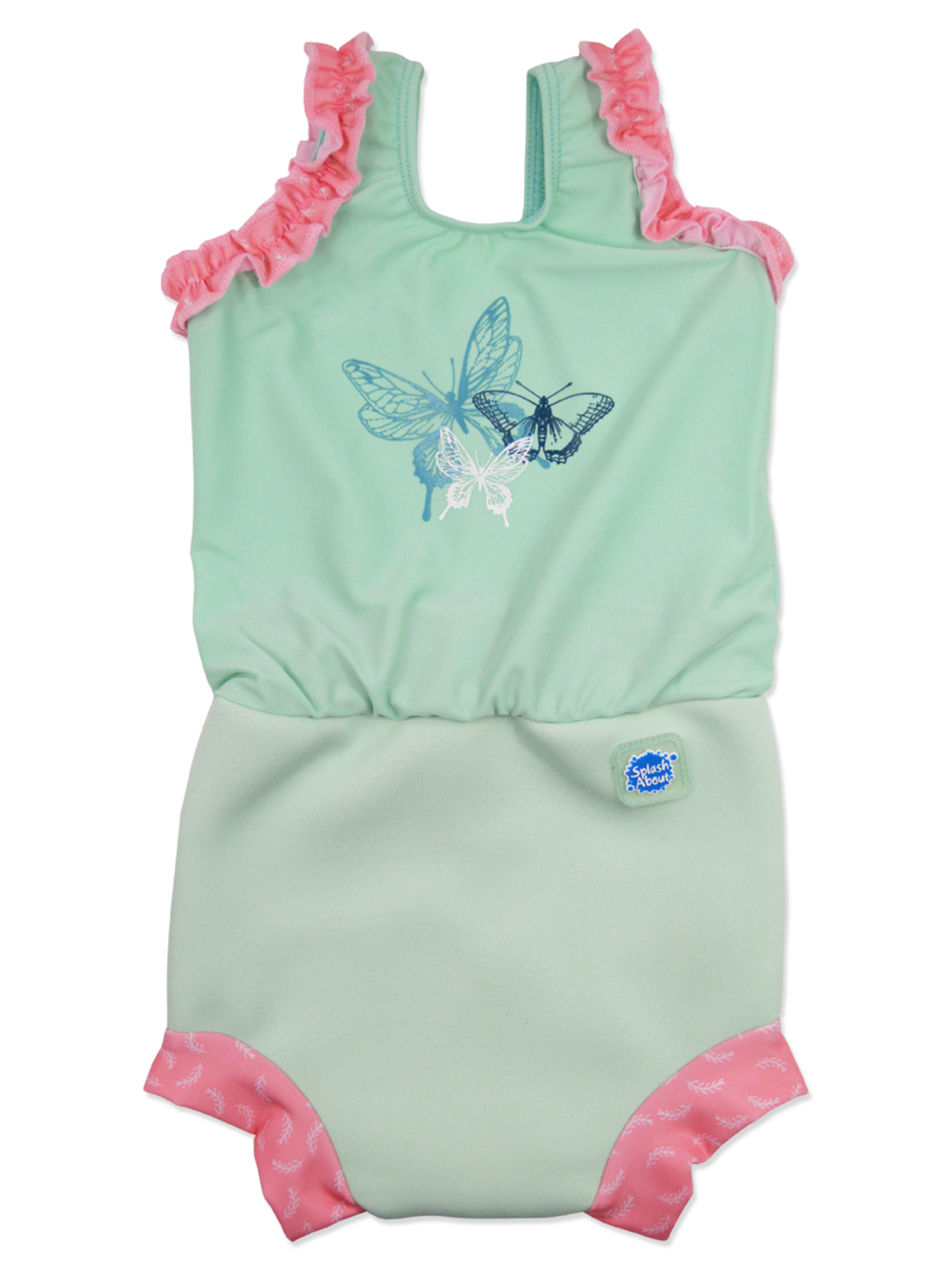 Splash About Girl's Happy Nappy Swimsuit with Swim Diaper, Dragonfly, 3