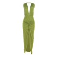 thumbnail image 5 of Gibobby Vestido de noche mujer Vestido largo con abertura y escote en V sexy sin espalda a la moda para mujer con piernas.(Verde,G), 5 of 5