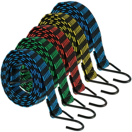 

Lieonvis 5Pcs Bungee Cords Elastic Bungees Cords with Hooks Heavy Duty Luggage Bungee Straps Anti-slip Flat Elasticity Rope for Motorcycle Bicycles Luggage Moving Cargo Camping Car Roof Rack Strap