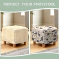 thumbnail image 6 of SCRAWLGOD Cat Floral Paw Print Beige Stretch Ottoman Cover, Ottoman Slipcover Square, Soft Foot Stool Cover Protector, Dust Proof Furniture Protector with Elastic Bottom, 6 of 7