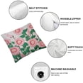thumbnail image 4 of BANET Pink Flower Embroidered Throw Pillow Covers, Decorative Pillowcase, Square Covers, Lumbar Pillow for Home Decor Art 18x18in, 4 of 5