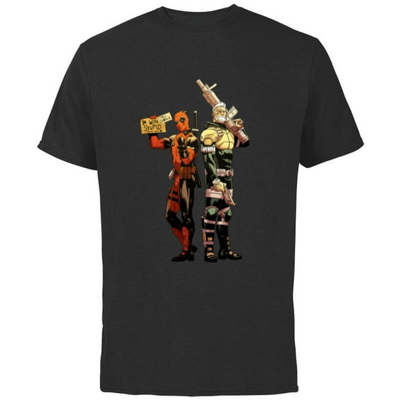 Marvel Deadpool and Cable Super Heroes X-Men I’m With Stupid - Short Sleeve Cotton T-Shirt for Adults - Customized-Black