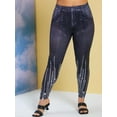 thumbnail image 3 of Rosegal Plus Size 3D Denim Print Leggings Black 4X, 3 of 4