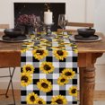 thumbnail image 2 of Table Runner Dresser Scarves 120 Inch Long, Watercolor Sunflower on Buffalo Linen Dining Table Runners Black and White Plaid Lattice Tabletop Scarf for Wedding Holiday Party Kitchen, 2 of 7
