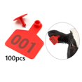thumbnail image 1 of 100 Piezas Etiquetas para Orejas de Ganado Etiquetas de Animales de Granja Identificación de Animales Cabras con Número 001-100 Etiquetas para Orejas rojo, 1 of 8