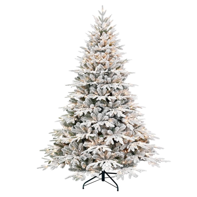 Árbol de Navidad Mayhihi preiluminado artificial flocado de 1,5 m con luces