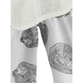 thumbnail image 3 of DYMADE Women Plus Size Cotton Linen Floral Printed Casual Capri Pants, 3 of 4