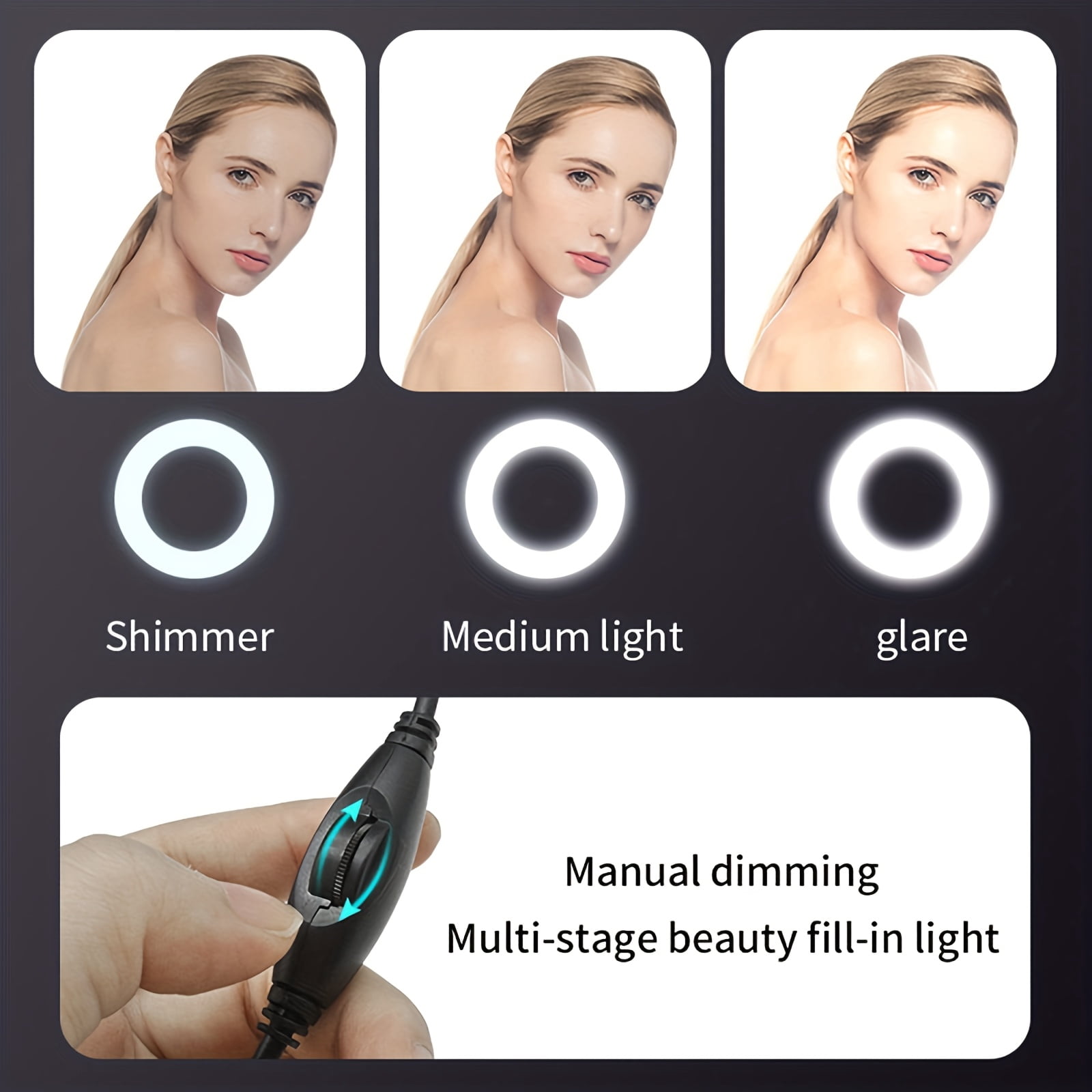 1080P FHD USB Webcam with 3-Level Ring Light, Fixed , 360° Rotation,  and Play for zoom/Streaming/Video Calls