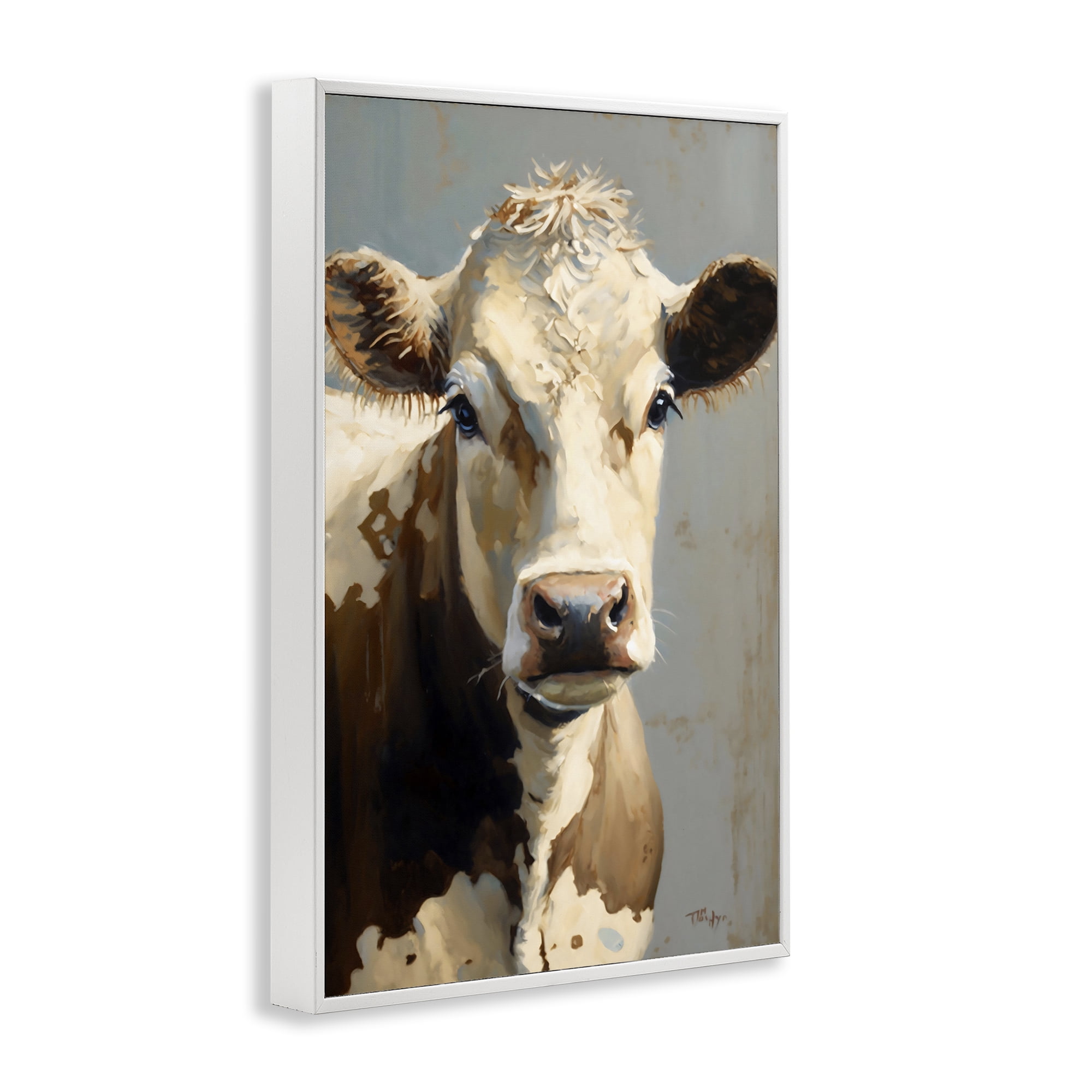 Stupell Industries Farmhouse Cow with Gentle Gaze White Framed Giclee Art, design by Creative Studio