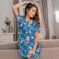 thumbnail image 3 of Yiaed Watercolor Ships Print Women's Loose-Fit Short Sleeve Nightgown, Soft and Comfortable Sleep Dress for Relaxation and Sleepwear, 3 of 6
