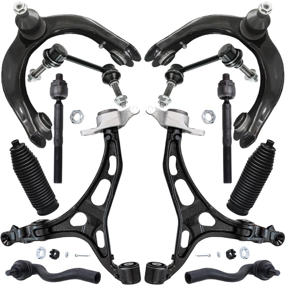 Detroit Axle - Front Upper Lower Control Arms w/Ball Joints Sway Bars Tie Rods Boots Replacement for 2011-2015 Jeep Grand Cherokee Dodge Durango