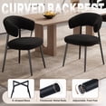 thumbnail image 4 of Hawsaiy Dining Chairs Set of 2, Mid Century Modern Boucle Upholstered Dining Chairs with Curved Backrest, Kitchen Dining Room Chairs with Black Metal Legs, Black, 4 of 8