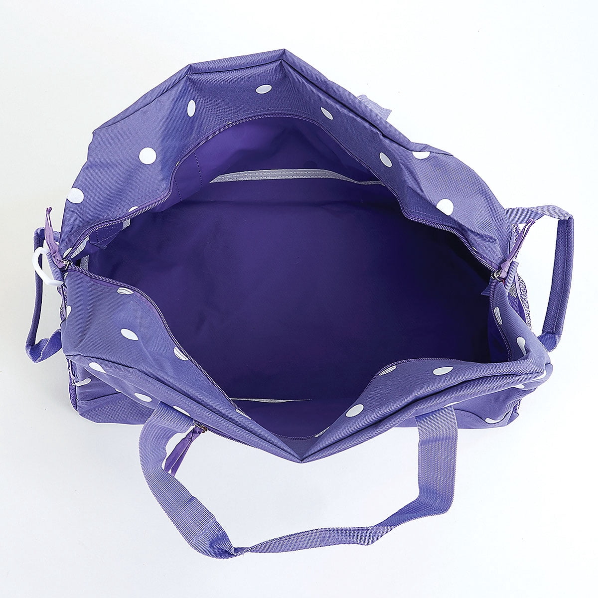Current Small Duffel Bag for Kids - Purple and White Polka Dot Print, Sports, Luggage, Activities 9 x 10 ½ x 19 inches