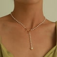 thumbnail image 5 of Collier Décoration Faux Perle Nœud en Alliage Robe Tendance pour Femmes Accessoires de Collier Chandail, 5 of 5